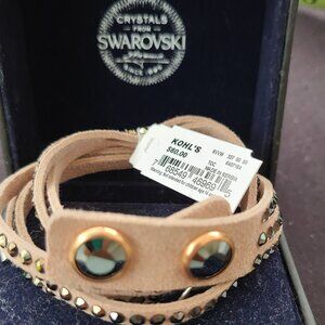 NWT Swarovski Suede Wrap barcelet.  Brown and/or Light Grey